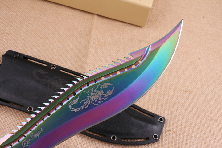 Colorful Scorpion King fixed blade knife Machete UD404705